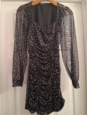 Nasty Gal Black Polka Dot Mesh Dress Size 8